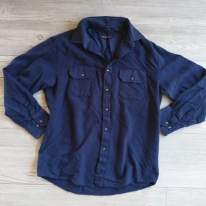 Vintage Northwest Territory Flannel Button Down Shirt Blue Large 100% Acrylic